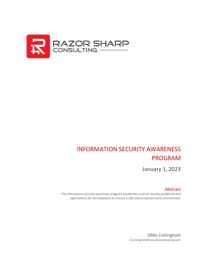 Cover of Information Security Awareness Program